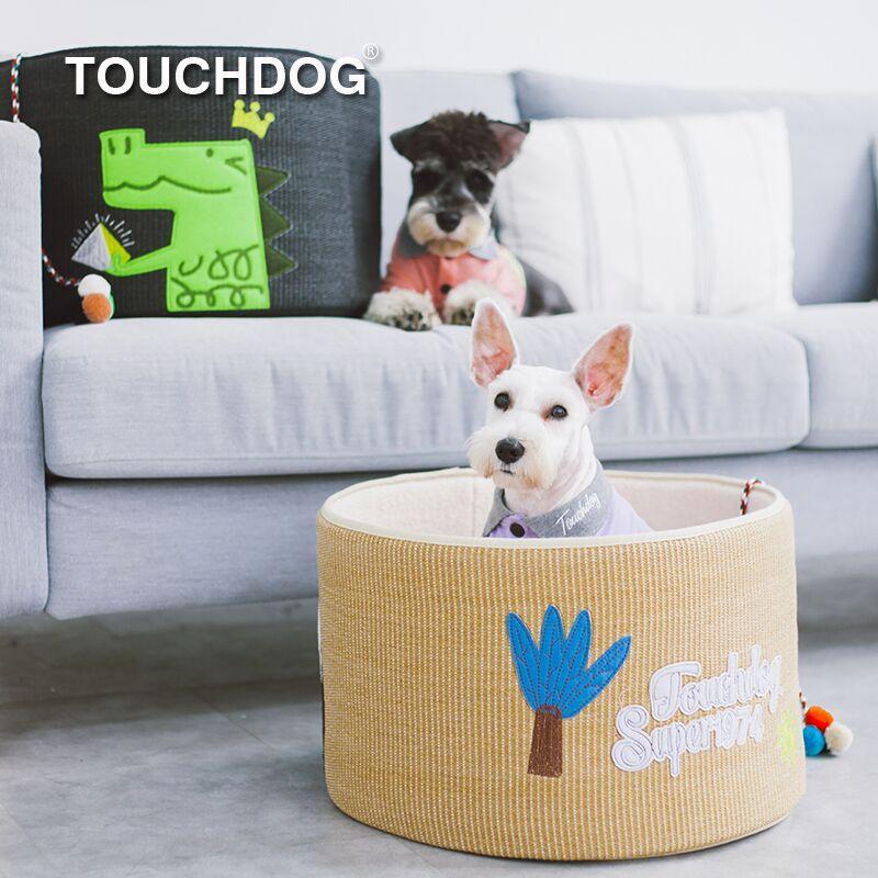 Touchcat 'Claw-ver Nest' Rounded Scratching Cat Bed w/ Teaser Toy by Pet Life