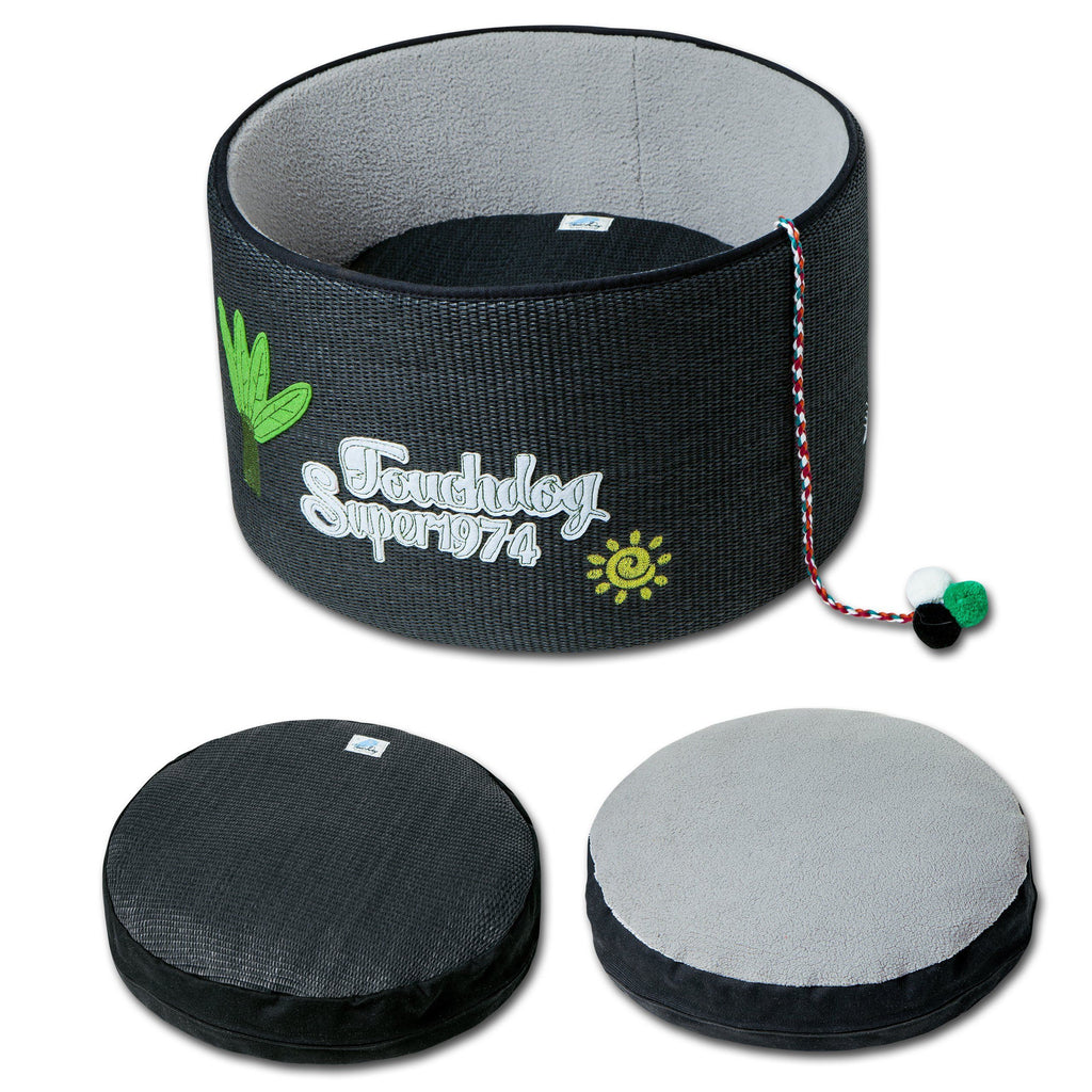 Touchcat 'Claw-ver Nest' Rounded Scratching Cat Bed w/ Teaser Toy by Pet Life