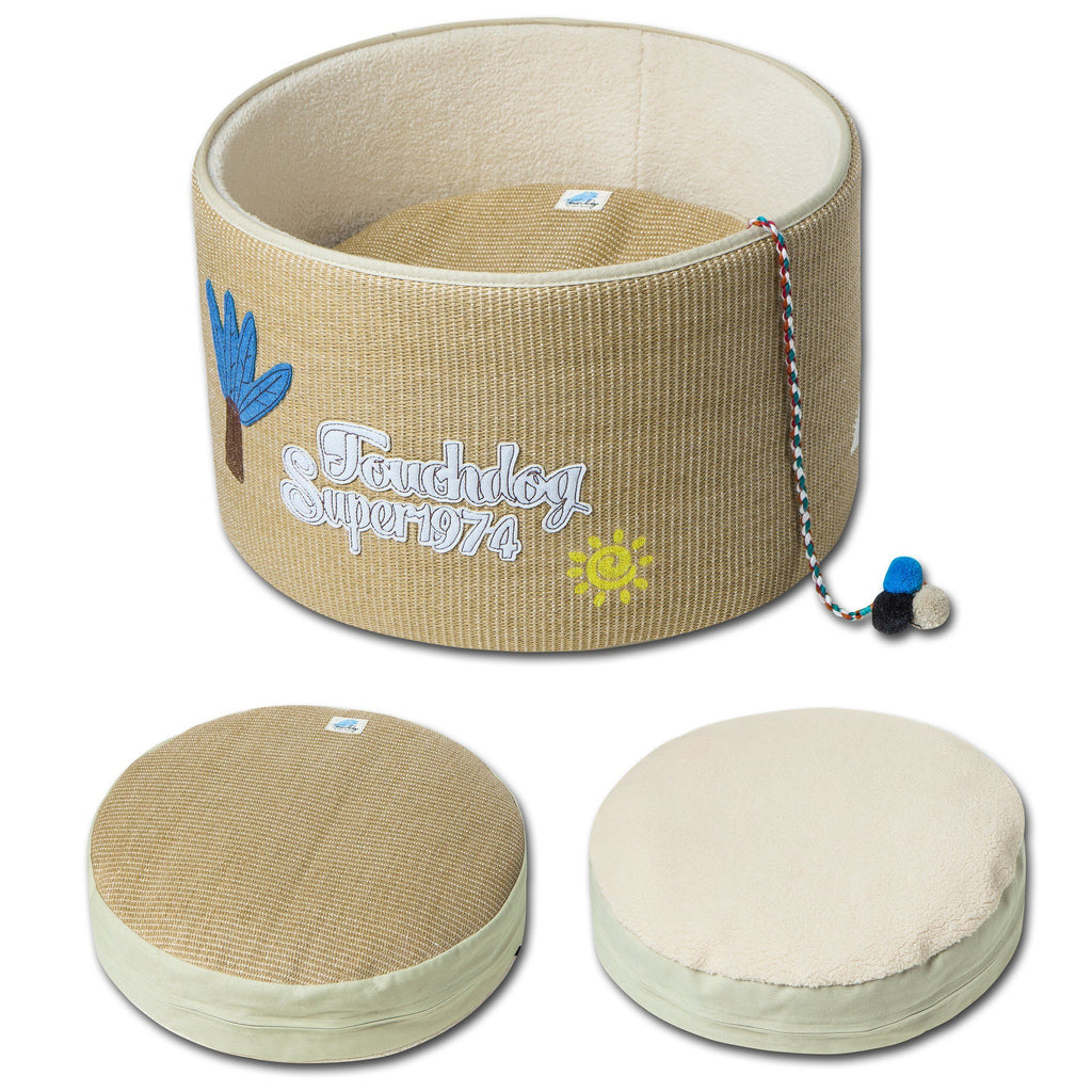 Touchcat 'Claw-ver Nest' Rounded Scratching Cat Bed w/ Teaser Toy by Pet Life