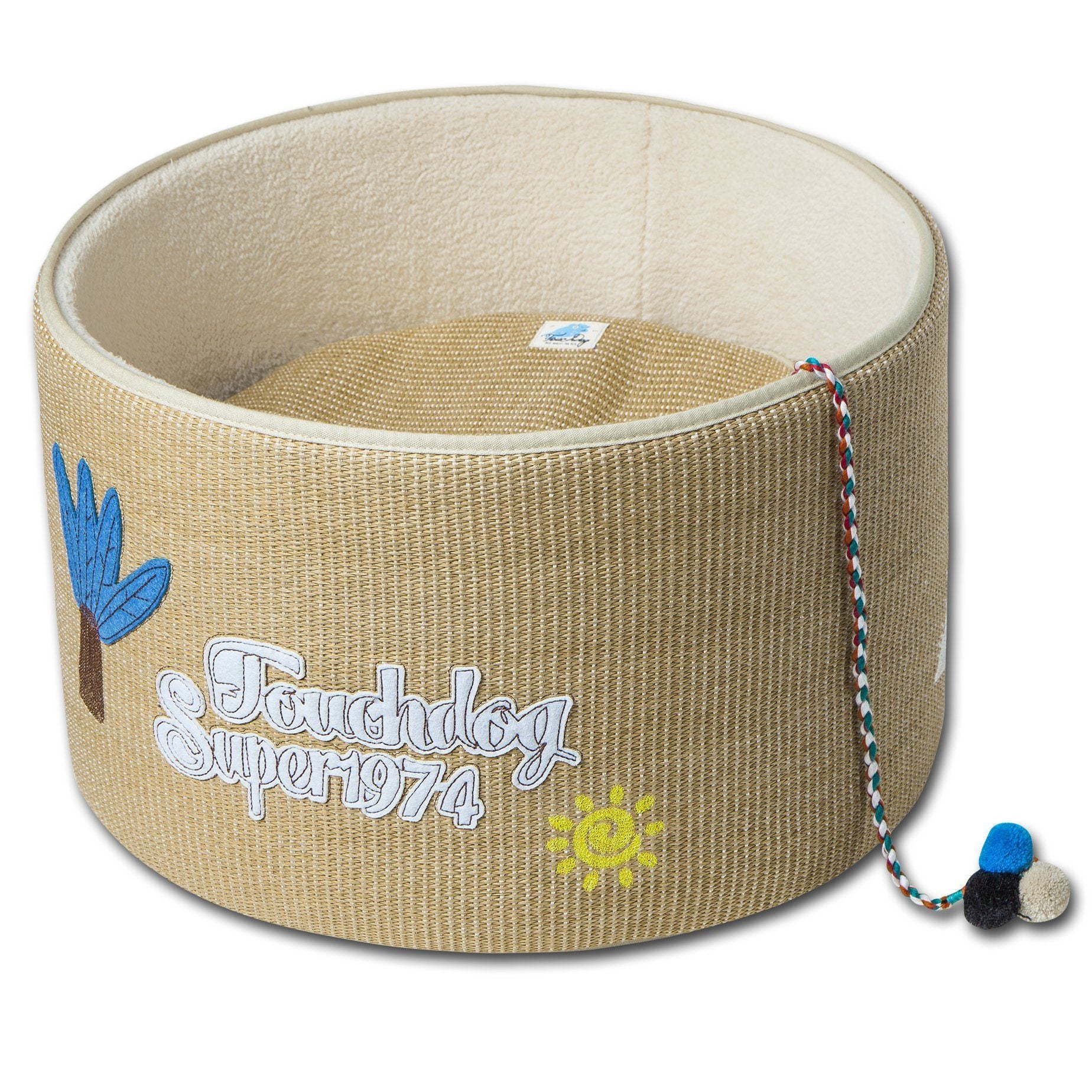 Touchcat 'Claw-ver Nest' Rounded Scratching Cat Bed w/ Teaser Toy by Pet Life
