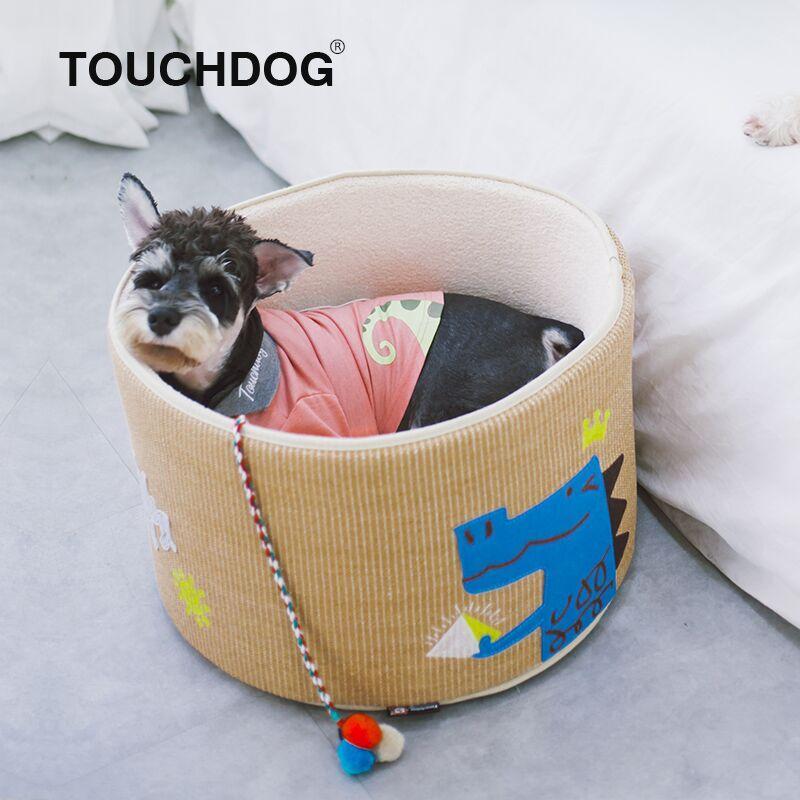 Touchcat 'Claw-ver Nest' Rounded Scratching Cat Bed w/ Teaser Toy by Pet Life