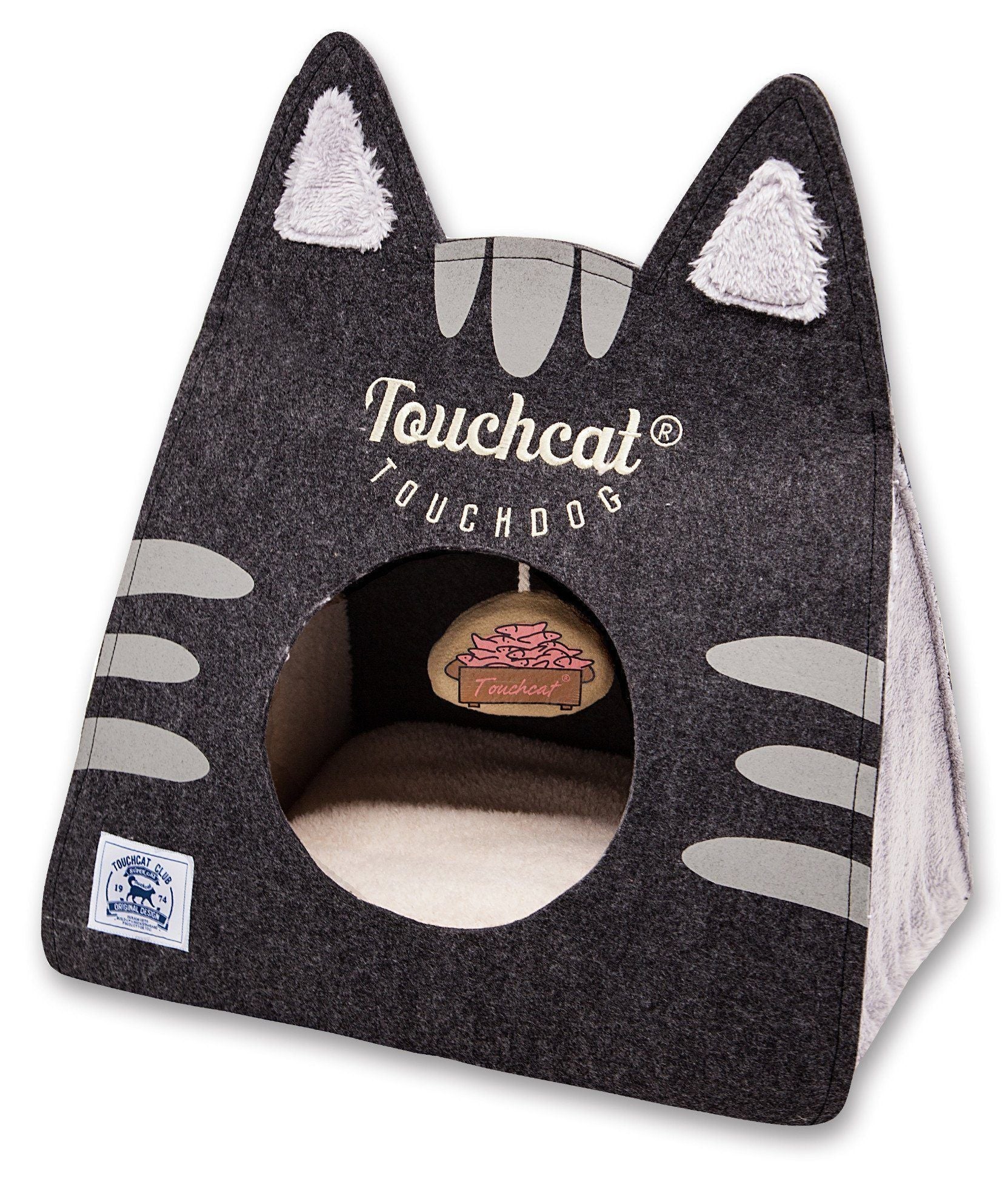 Touchcat ® 'Kitty Ears' Travel On-The-Go Folding Designer Fashion Pet Cat Bed House w/ Hanging Teaser Toy by Pet Life