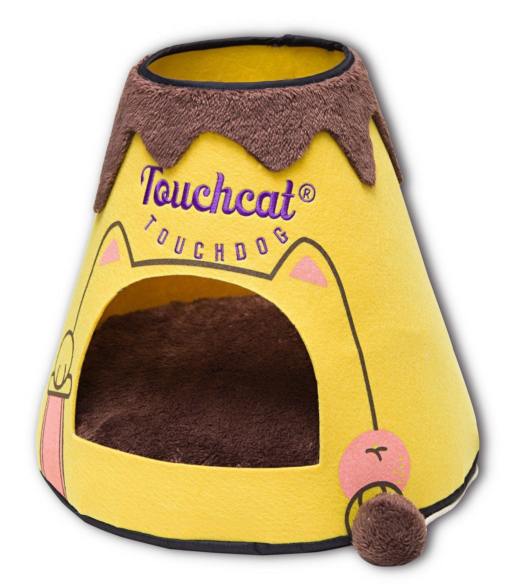 Touchcat ® 'Molten Lava' Triangular Frashion Designer Pet Kitty Cat Bed House Lounge Lounger w/ Hanging Teaser Toy by Pet Life