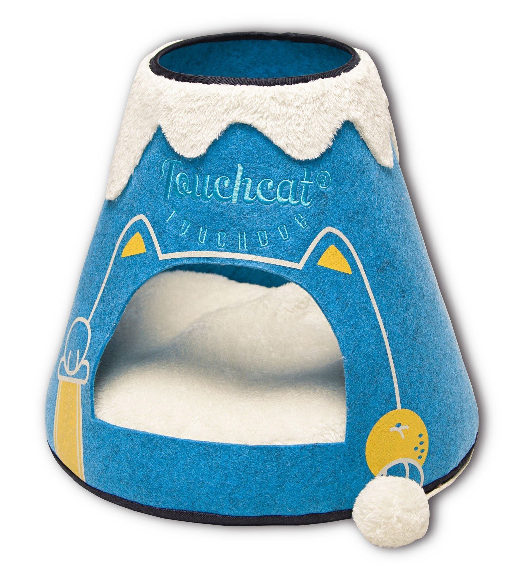 Touchcat ® 'Molten Lava' Triangular Frashion Designer Pet Kitty Cat Bed House Lounge Lounger w/ Hanging Teaser Toy by Pet Life