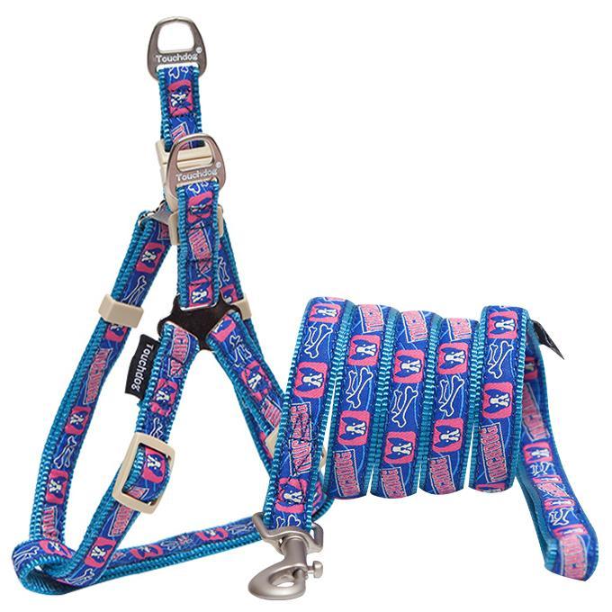 Touchdog 'Bone Patterned' Tough Stitched Dog Harness and Leash by Pet Life