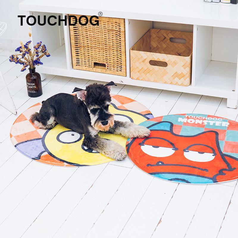 Touchdog Cartoon Shoe-faced Monster Rounded Cat and Dog Mat by Pet Life