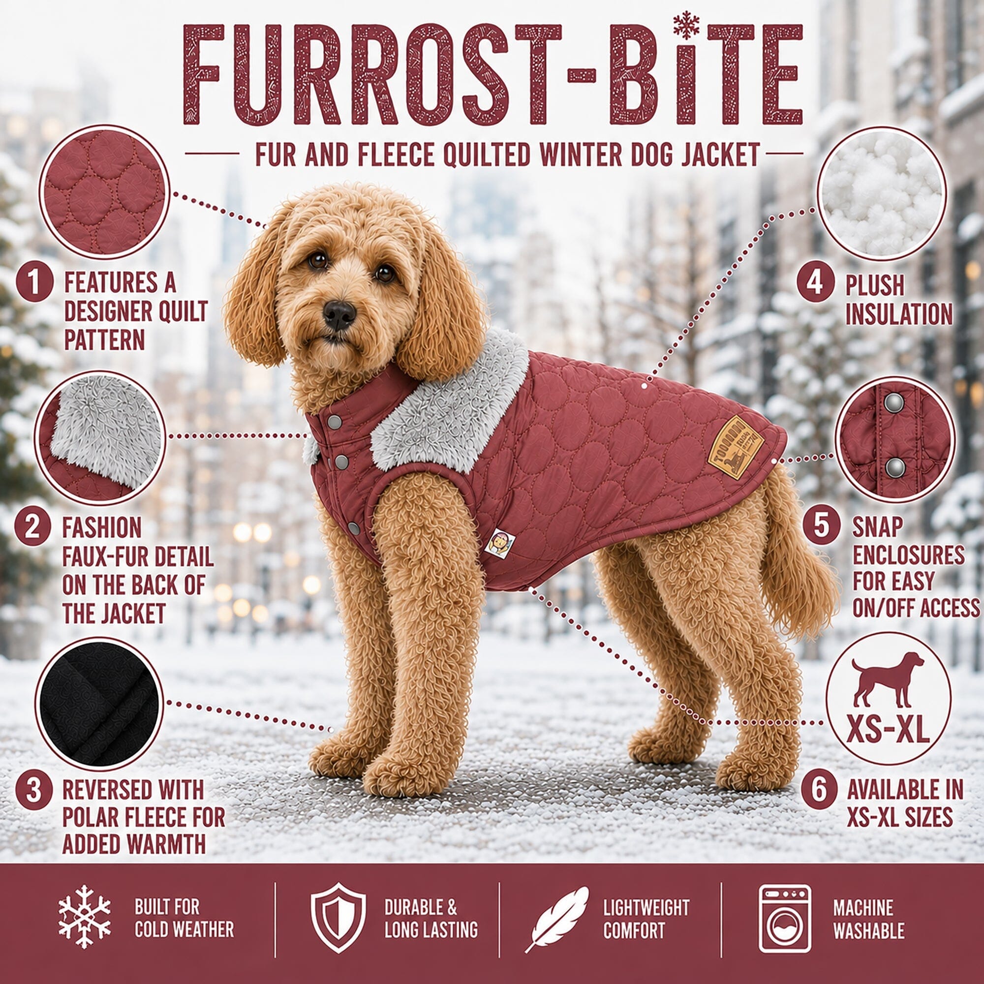 Touchdog 'Furrost-Bite' Fur and Fleece Designer Fashion Dog Jacket by Pet Life