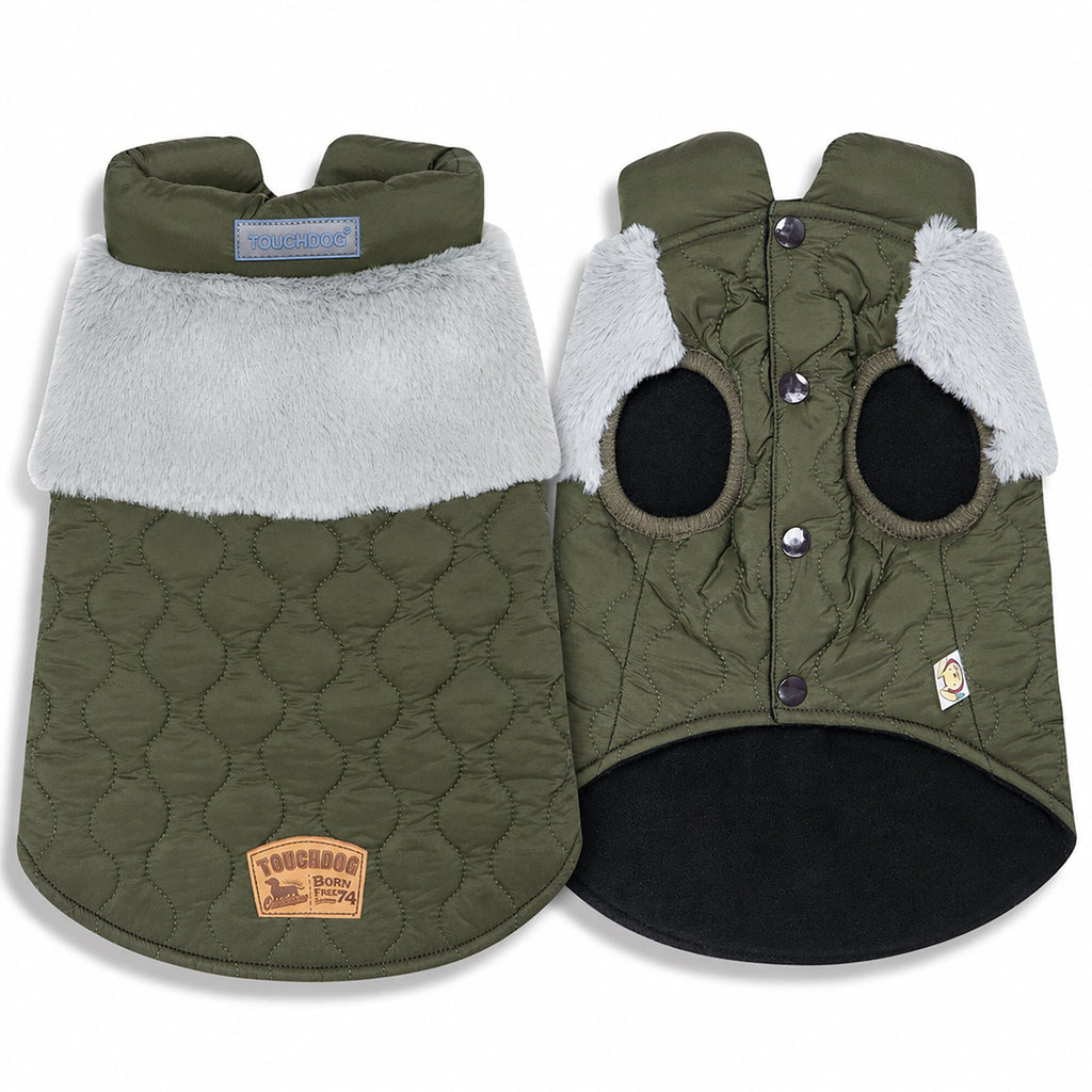 Touchdog 'Furrost-Bite' Fur and Fleece Designer Fashion Dog Jacket by Pet Life