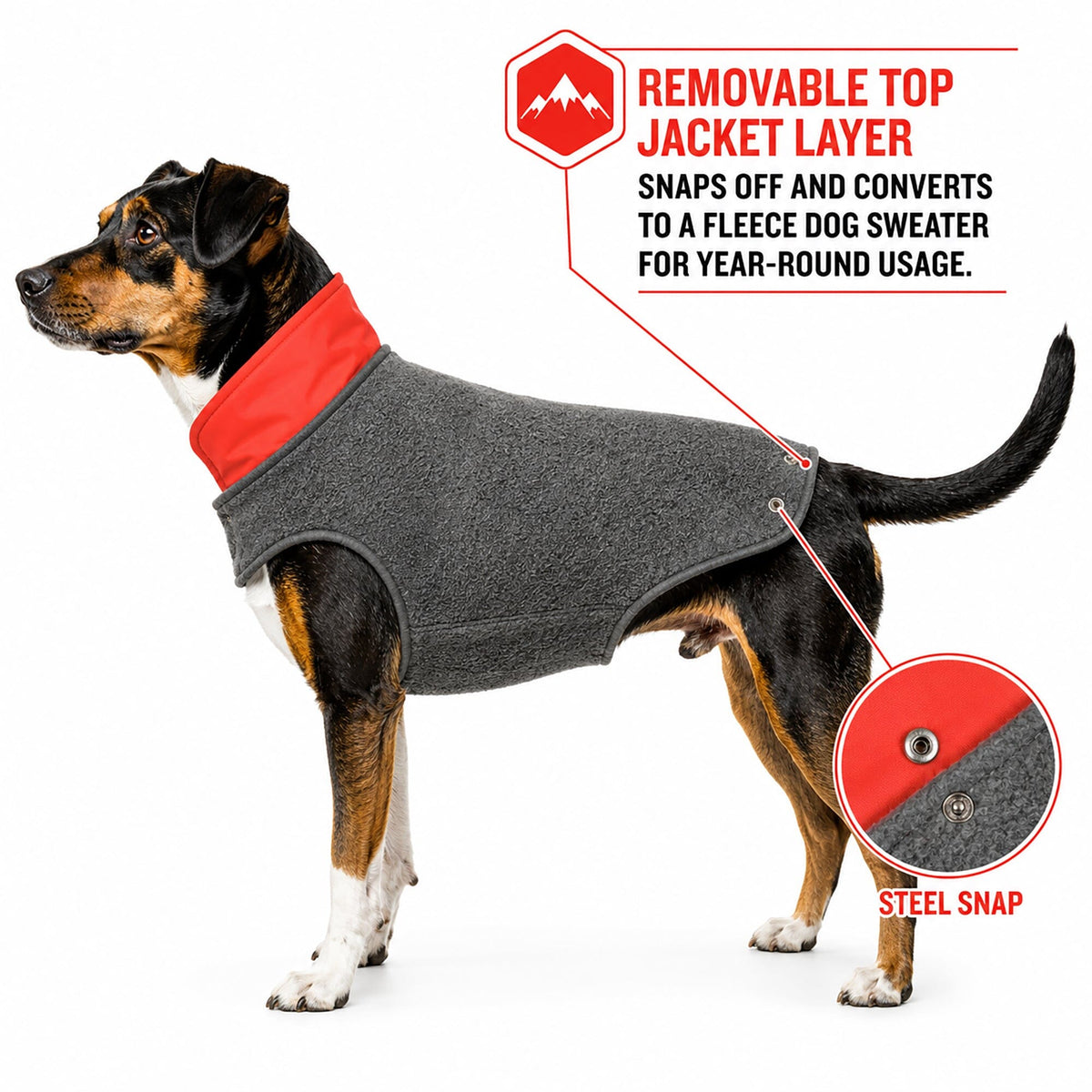 Touchdog ® Lightening-Shield 2-in-1 Dual-Removable-Layered Waterproof Dog Jacket by Pet Life