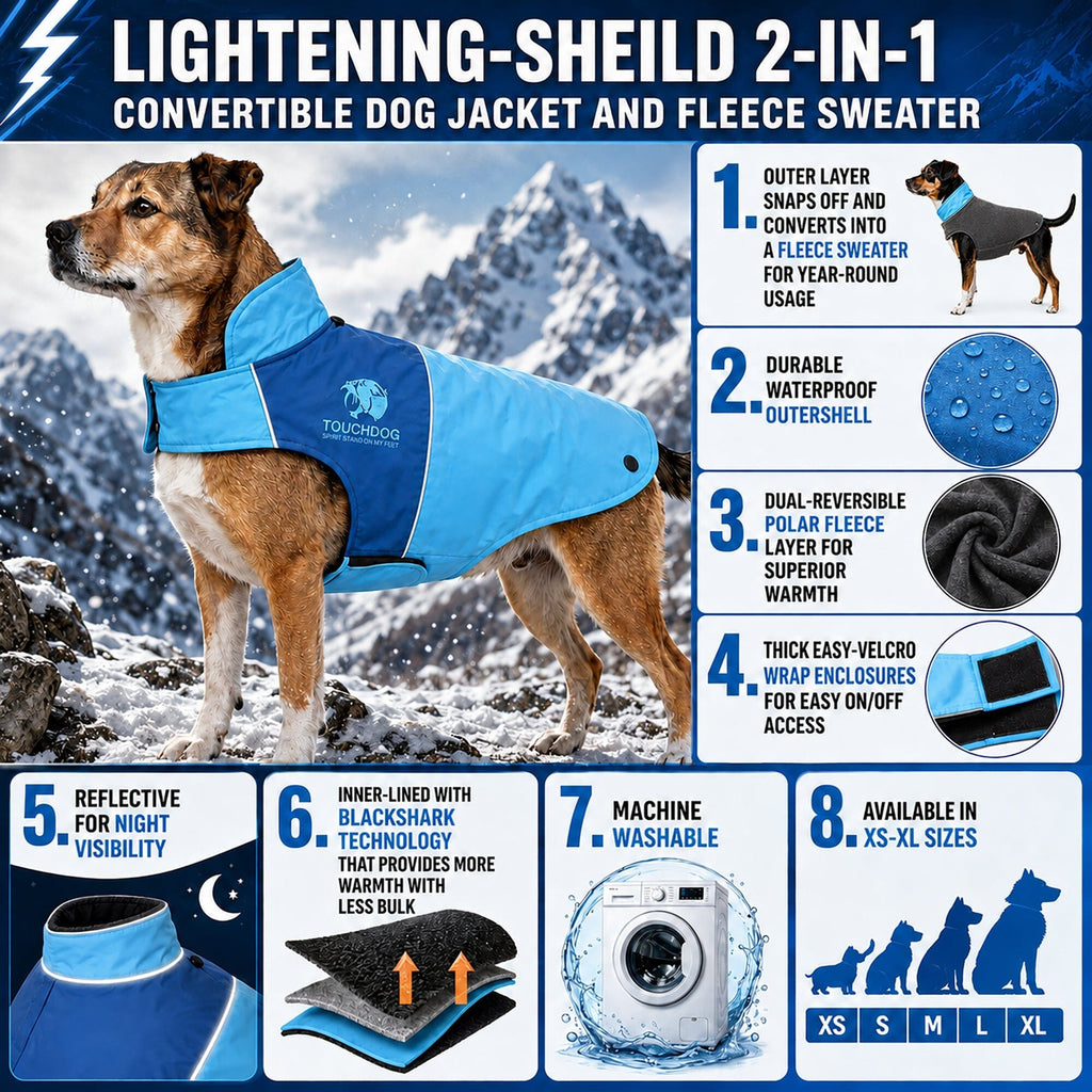 Touchdog ® Lightening-Shield 2-in-1 Dual-Removable-Layered Waterproof Dog Jacket by Pet Life
