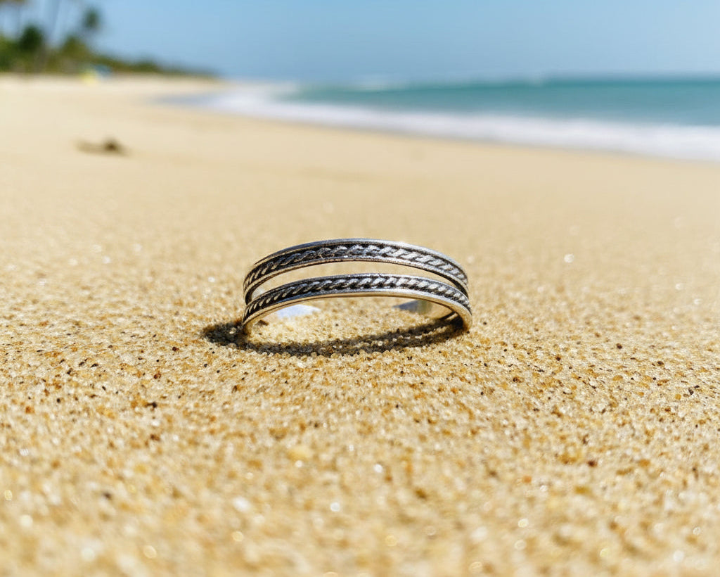 Adjustable Double Rope Sterling Silver Toe Ring by Fashion Hut Jewelry