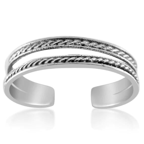 Adjustable Double Rope Sterling Silver Toe Ring by Fashion Hut Jewelry