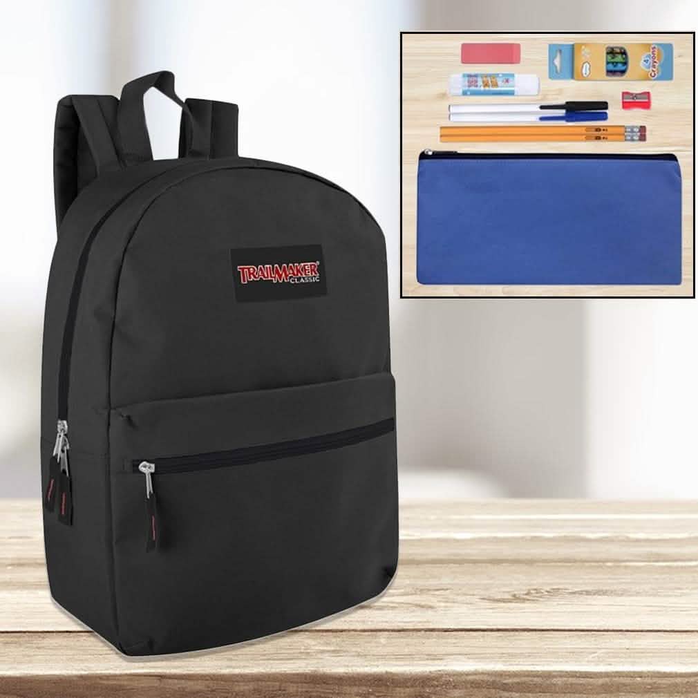 Trailmaker Classic 17 Inch Backpack + 12 Piece School Supply Kit by DailySale