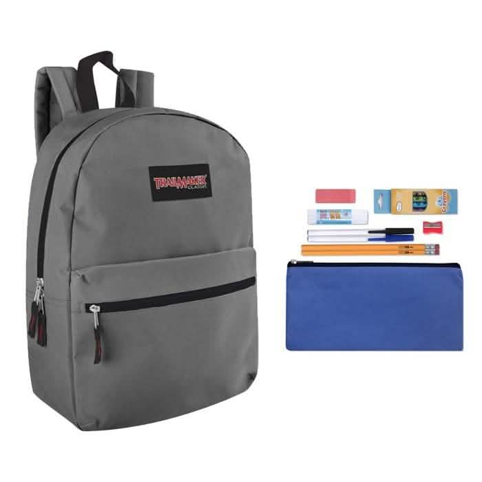 Trailmaker Classic 17 Inch Backpack + 12 Piece School Supply Kit by DailySale