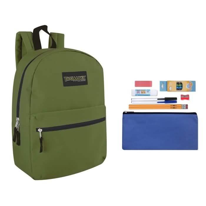 Trailmaker Classic 17 Inch Backpack + 12 Piece School Supply Kit by DailySale