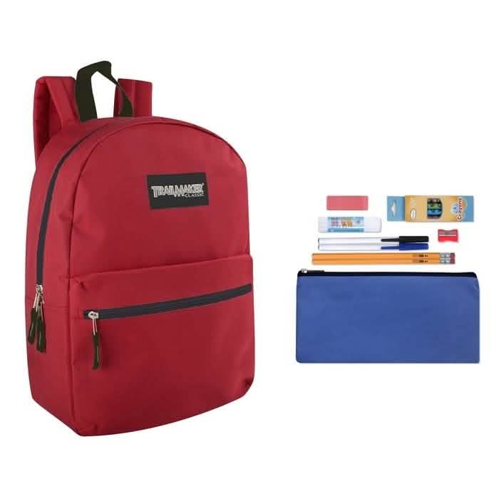 Trailmaker Classic 17 Inch Backpack + 12 Piece School Supply Kit by DailySale