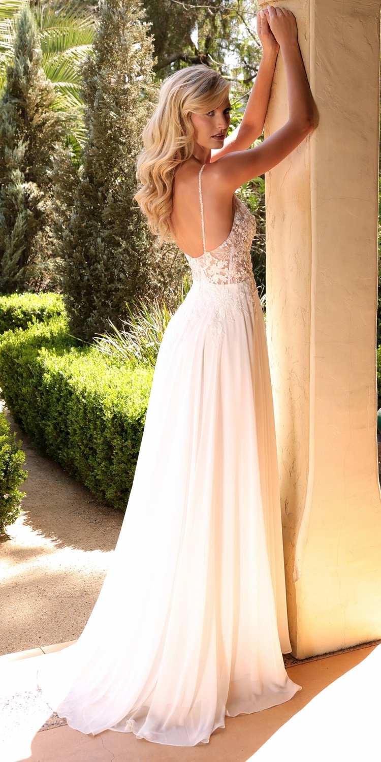 Cinderella Divine TY11 A-Line Chiffon Gown Beaded Embellished Floral Bodice Applique by DiscountDressShop