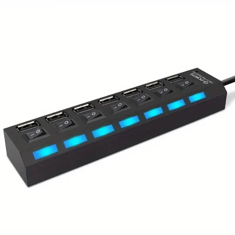 USB 2.0 Adapter Hub Power On/ Off Switch For PC Laptop Computer by DailySale