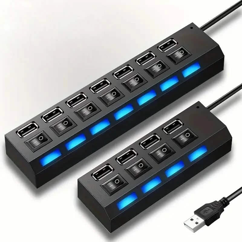 USB 2.0 Adapter Hub Power On/ Off Switch For PC Laptop Computer by DailySale