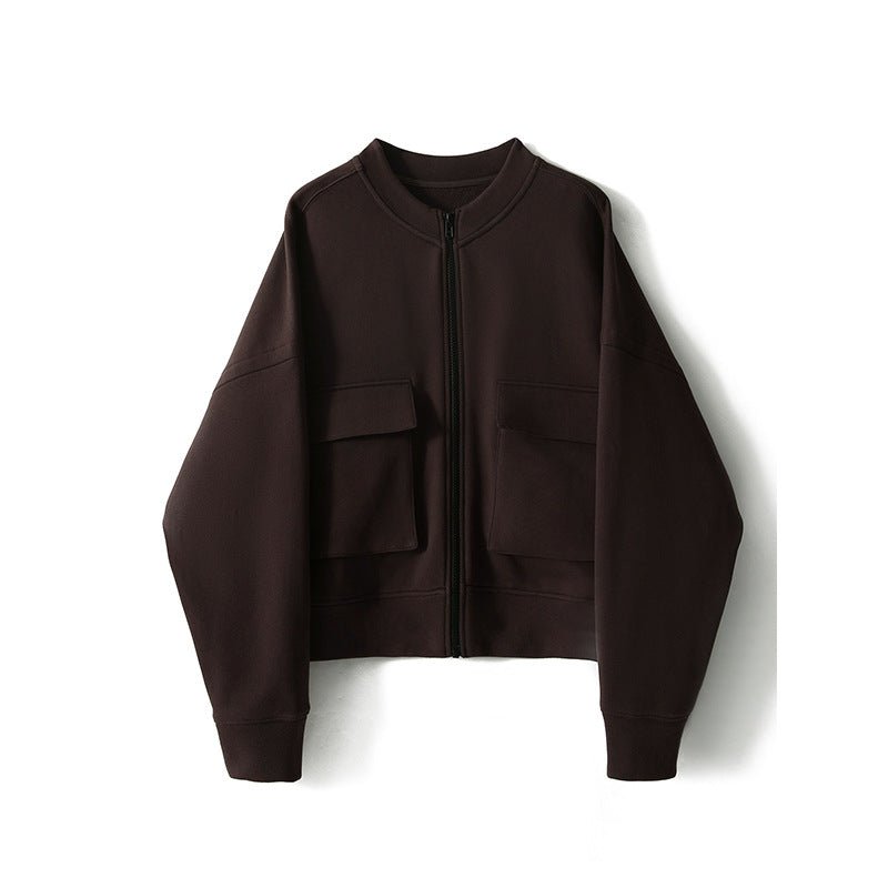 Utility Bomber Jacket | Fleece-Lined Cargo Pocket Jacket(MS245) by Mariam's Collection