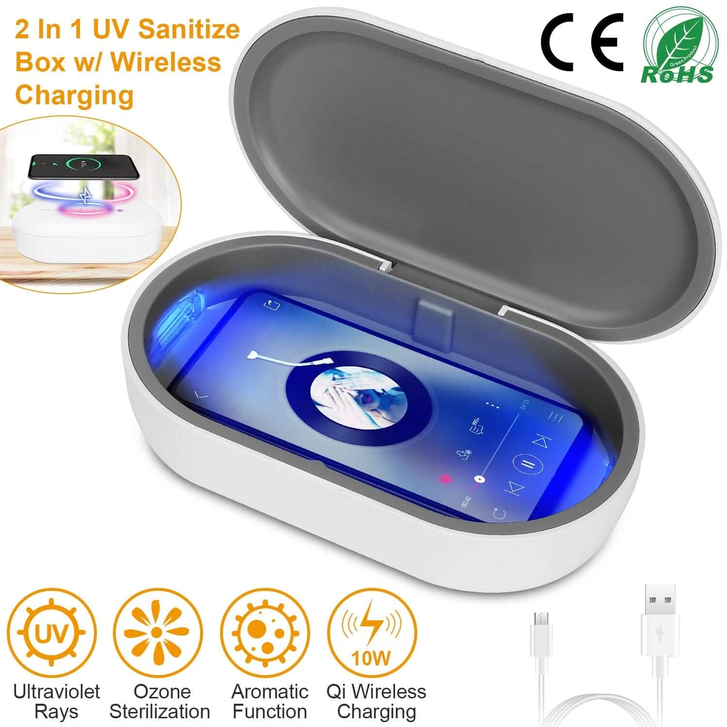 UV Light Sanitizer Box Portable 10w Phone Wireless Charging Disinfection Lamp by DailySale