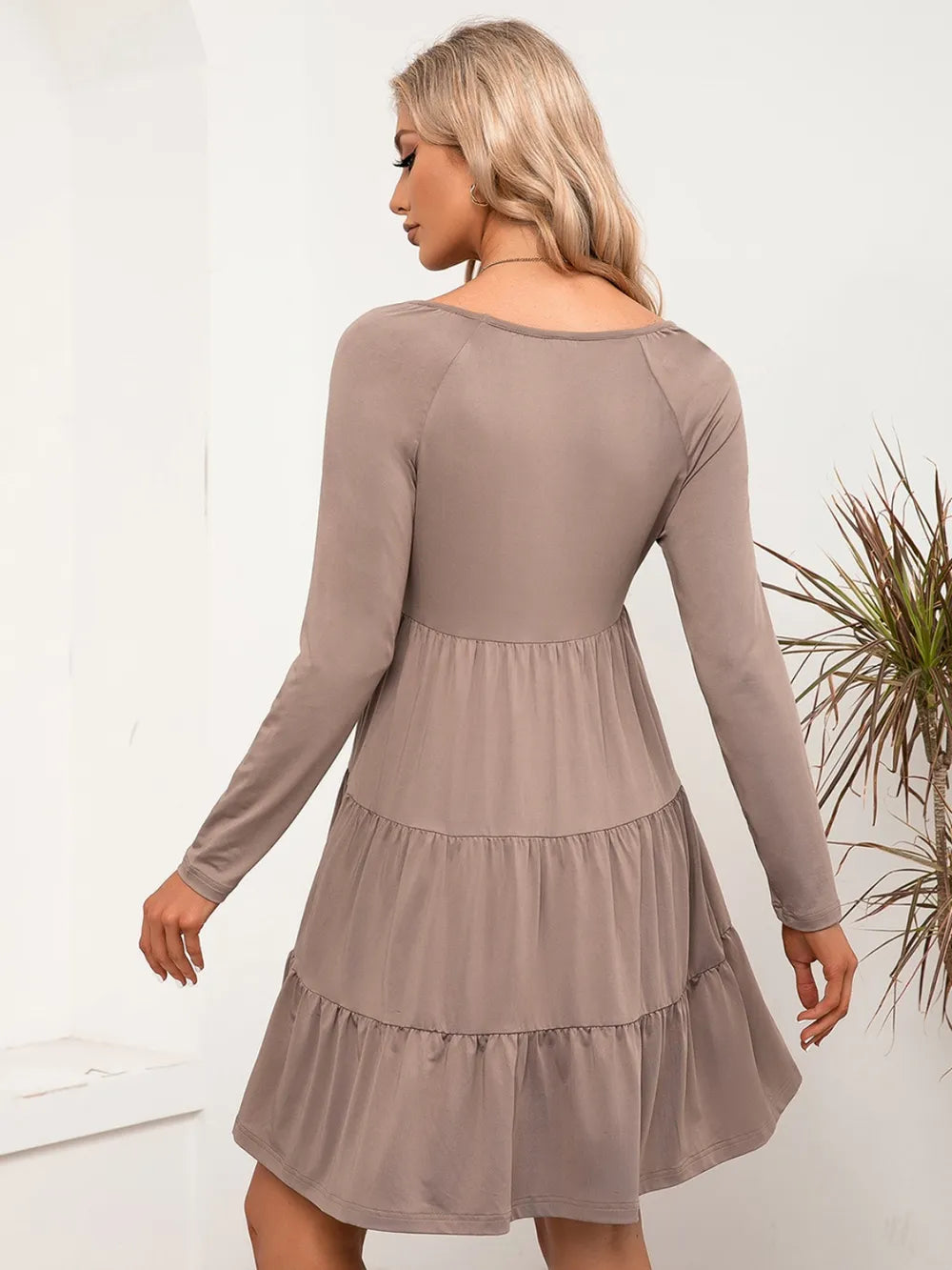 V-Neck Long Sleeve Tiered Dress by V.I.P Digital Presence