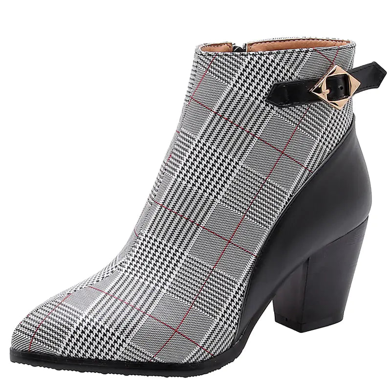 Women's High Heel Short Boots with Thick Heels by Trendy Attic Store01