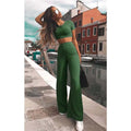 High Elastic Cotton Wide Leg Pants Two-Piece Set by Trendy Attic Store01