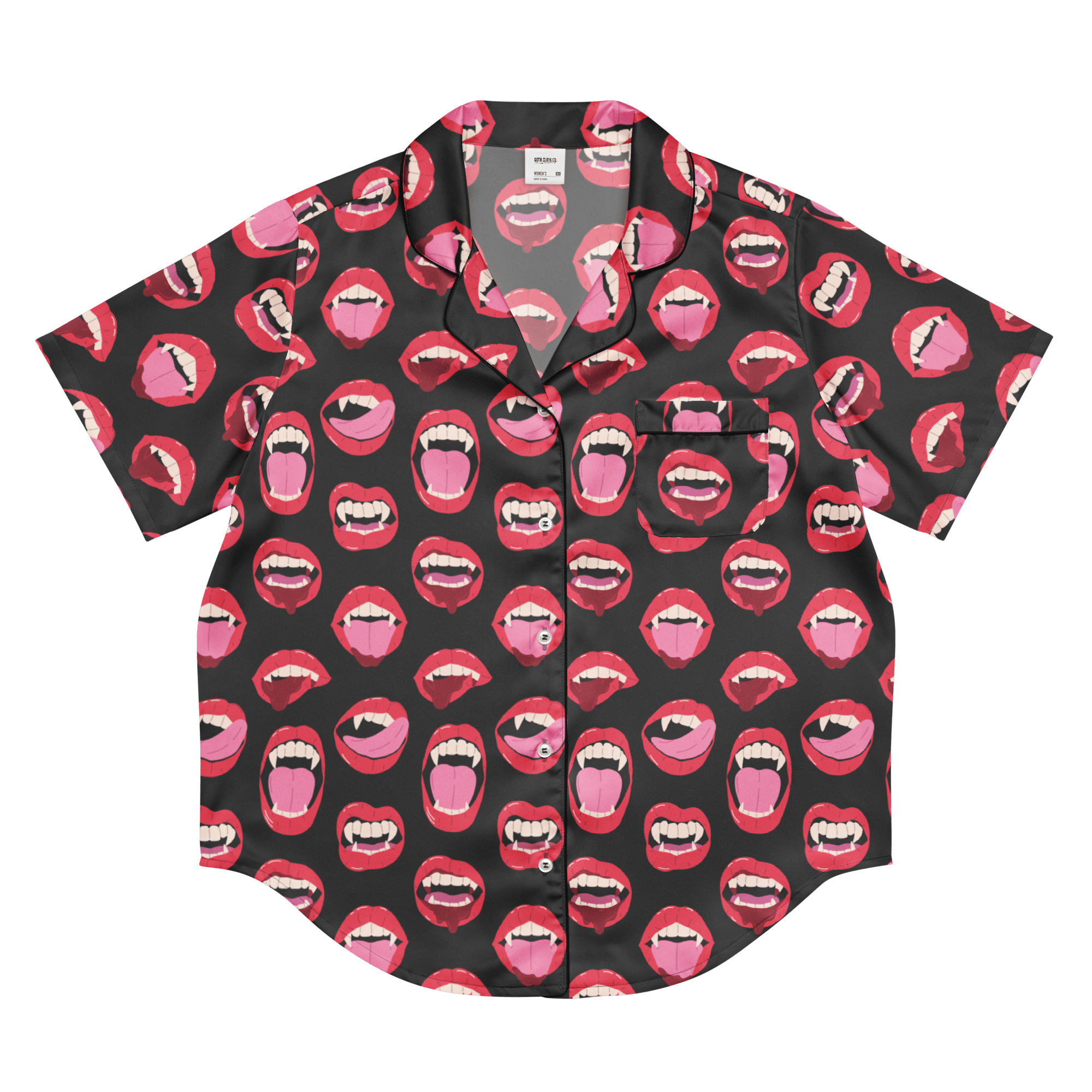 Vampire Kiss Silky Pajama Top by Goth Cloth Co.