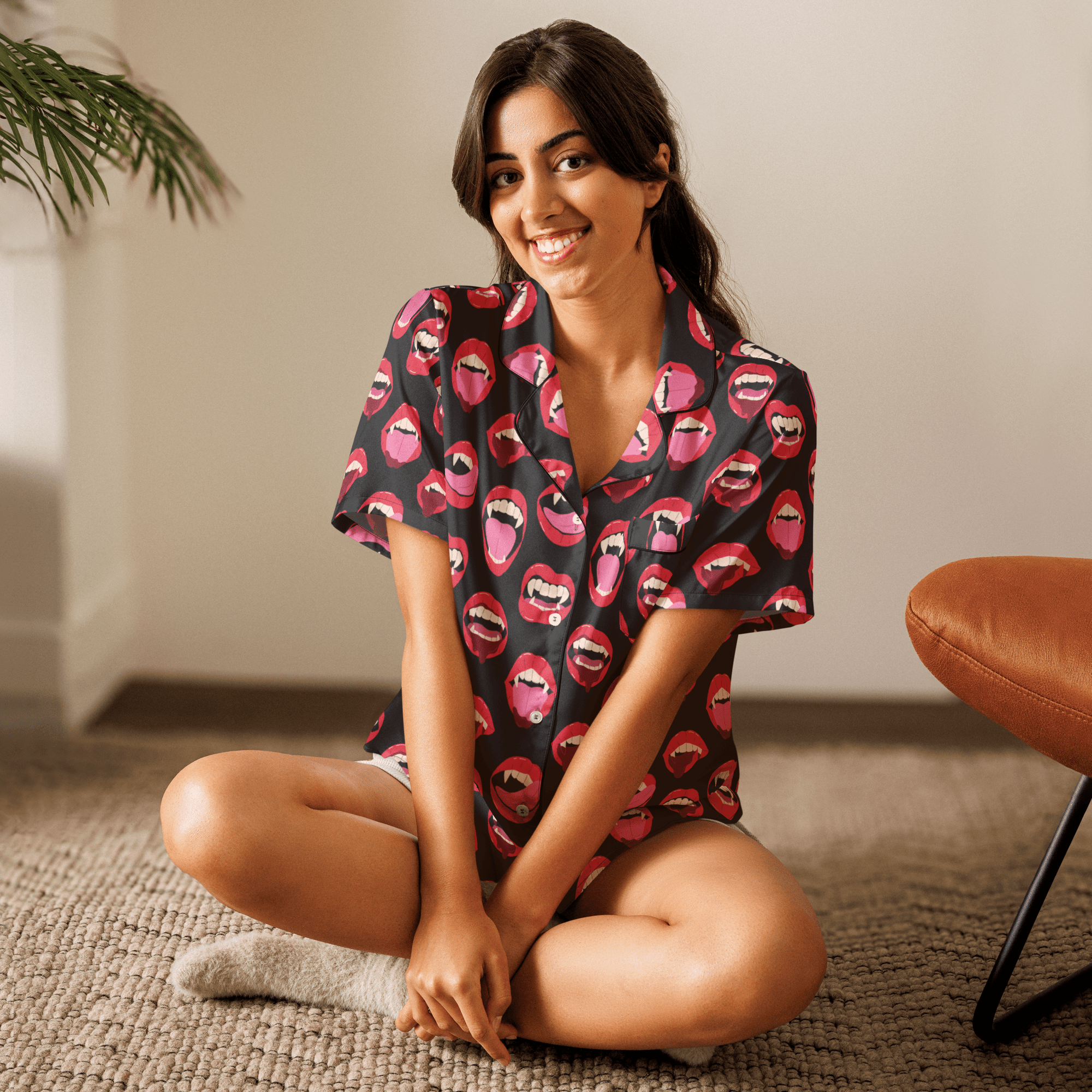 Vampire Kiss Silky Pajama Top by Goth Cloth Co.