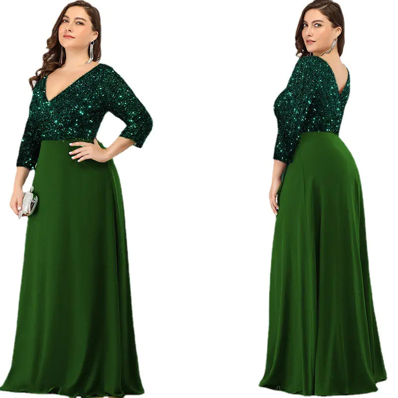 Plus Size Luxury Floor-Length Sequin Evening Dress by Trendy Attic Store01