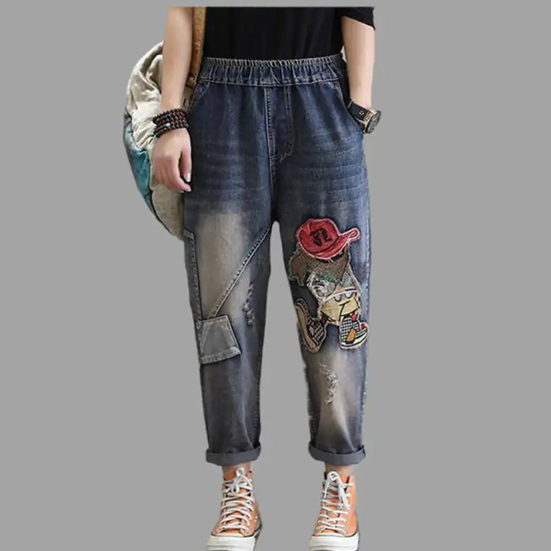 Comfortable Women's Wide Leg Jeans with Elastic Waist by Trendy Attic Store01