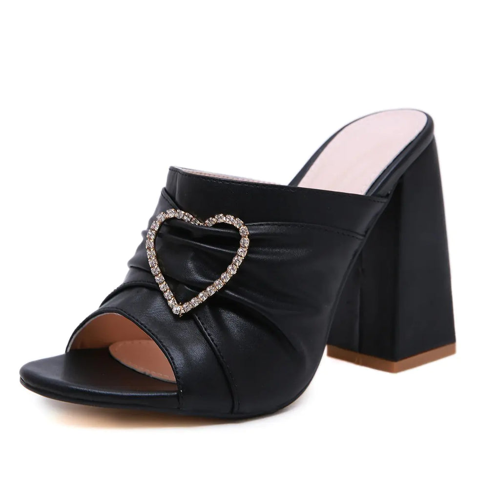 Thick-Heeled Rhinestone Sandals and Slippers by Trendy Attic Store01