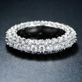 White Gold and Italian-Cut CZ 3 Row Eternity Ring - Size: 5 by DailySale
