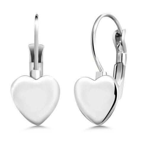 White Gold Bubble Heart Earrings by DailySale