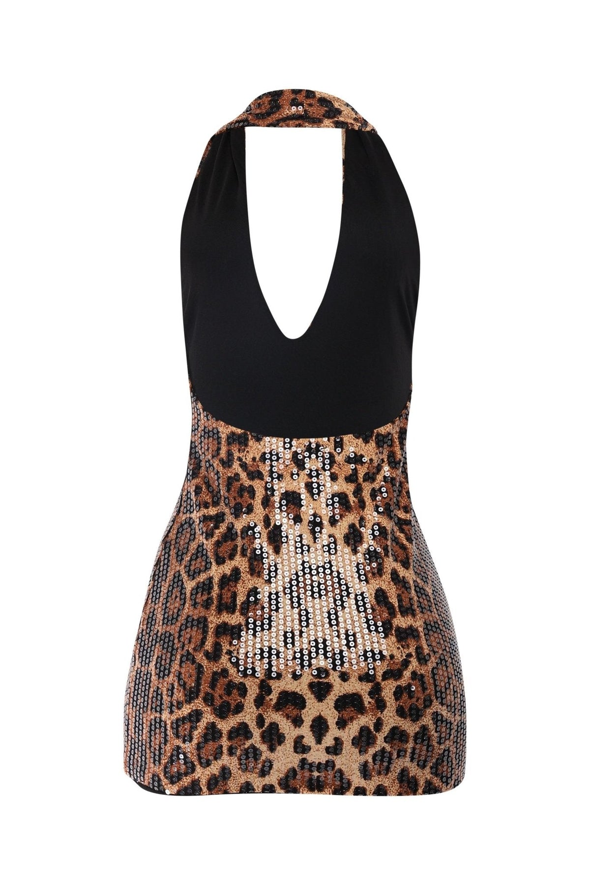 Leopard Sequin Halter Mini Dress – Party Dress by Blaire Shops