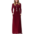 Women Long Sleeve Loose Plain Maxi Dresses Casual Long Dresses with Pockets by DailySale
