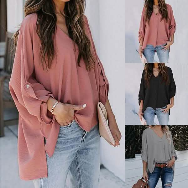 Women Spring and Autumn V-neck Blouse by DailySale