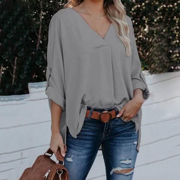 Women Spring and Autumn V-neck Blouse by DailySale