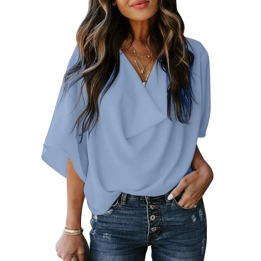 Women's Blouse Plain V Neck Basic Tops by DailySale