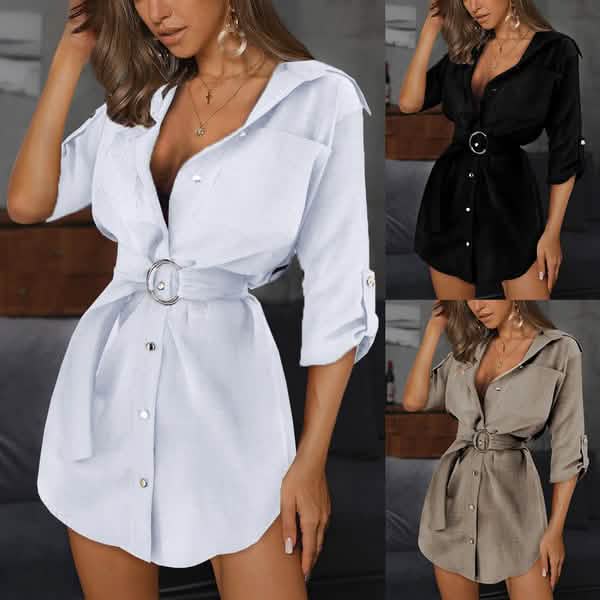 Women's Buttons Turn-Down Casual Shirt Dress by DailySale