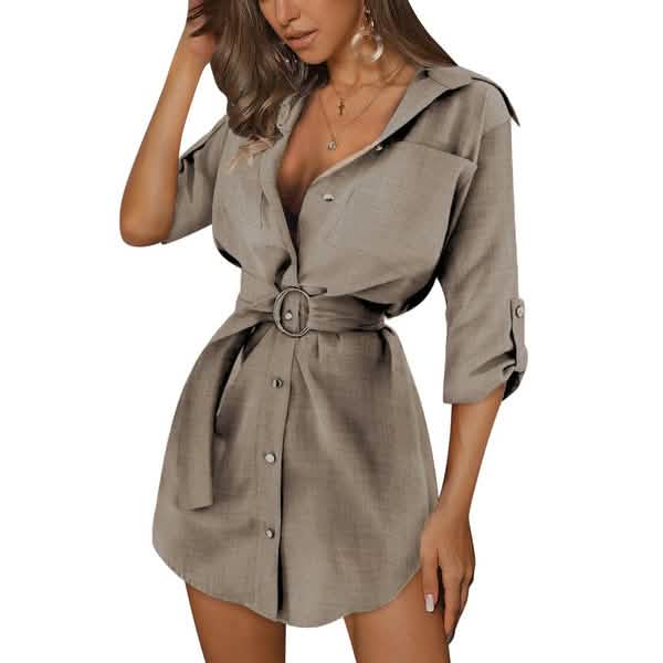 Women's Buttons Turn-Down Casual Shirt Dress by DailySale