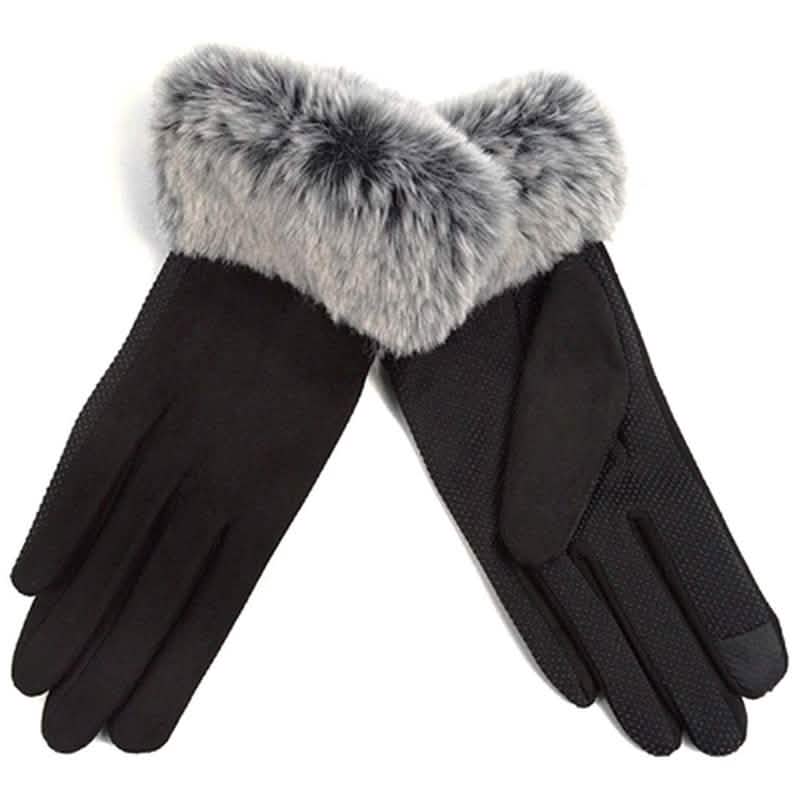 Women's Faux-Fur Cuff Touch-Screen Gloves with Non-Slip Grip by DailySale