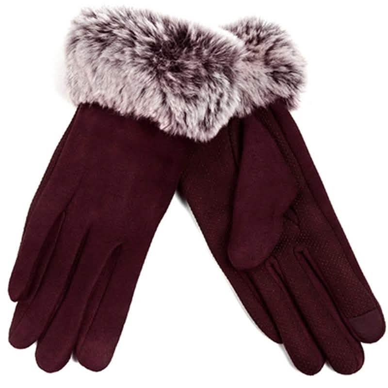 Women's Faux-Fur Cuff Touch-Screen Gloves with Non-Slip Grip by DailySale