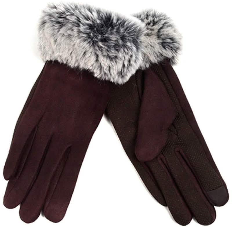 Women's Faux-Fur Cuff Touch-Screen Gloves with Non-Slip Grip by DailySale