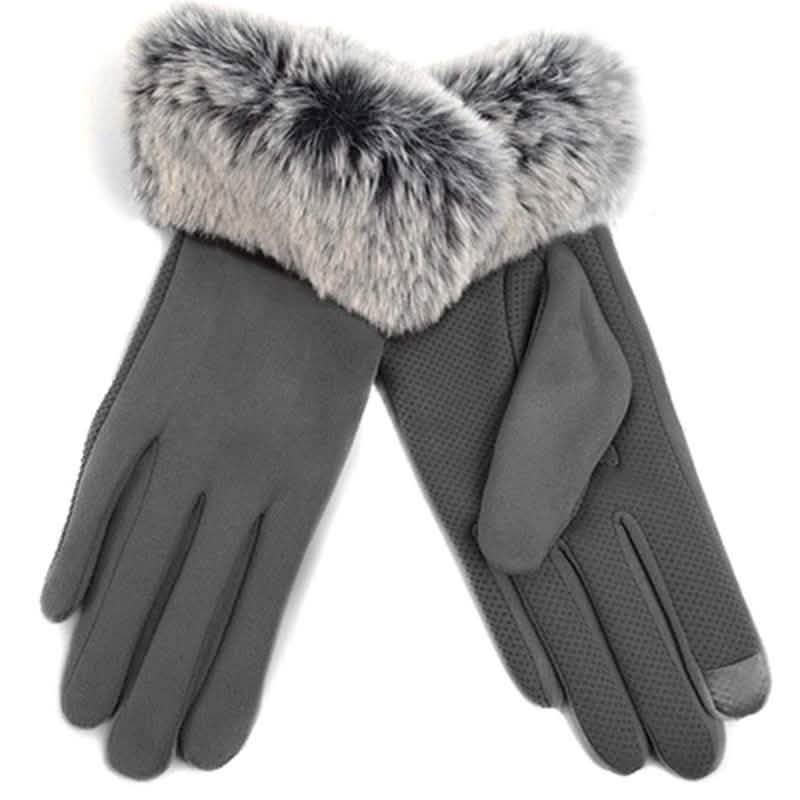 Women's Faux-Fur Cuff Touch-Screen Gloves with Non-Slip Grip by DailySale