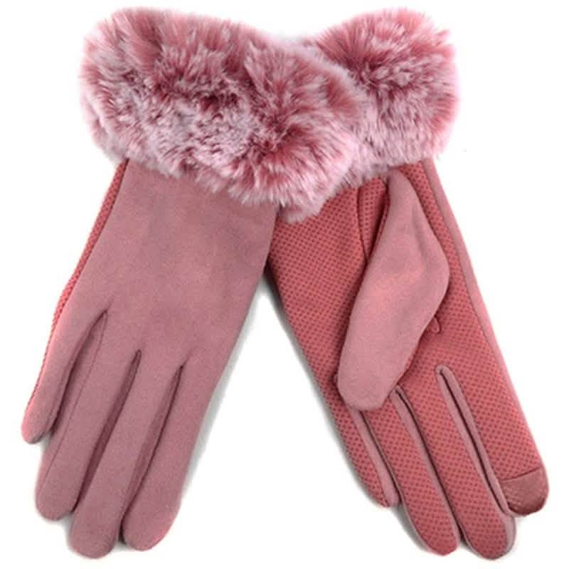 Women's Faux-Fur Cuff Touch-Screen Gloves with Non-Slip Grip by DailySale