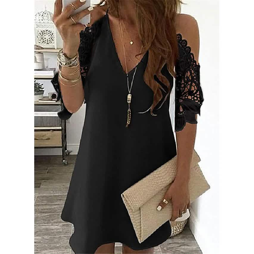 Women's Half Sleeve Solid Cutout Shift Dress by DailySale