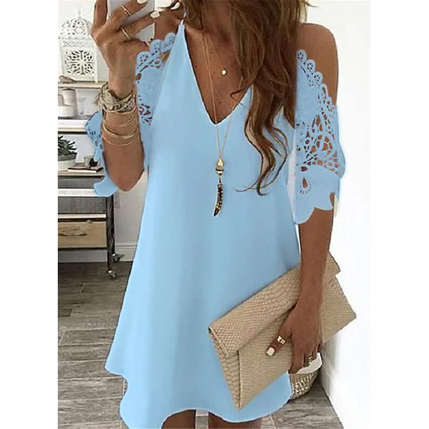 Women's Half Sleeve Solid Cutout Shift Dress by DailySale