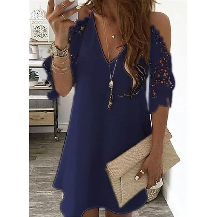 Women's Half Sleeve Solid Cutout Shift Dress by DailySale